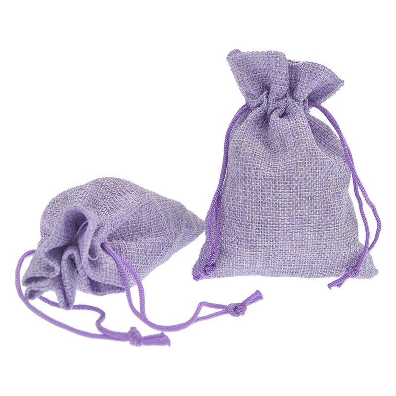 Bezall 20Pcs Burlap Bags with Drawstring 2.7 x 3.5 Inch, Linen Small Party Favor Gift Bags Jewelry Pouches Sachet Sacks for Wedding, DIY Craft (Light Purple) - Image 5